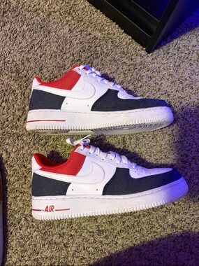 Nike Air Force LV8 USA Denim White Blue Red GS